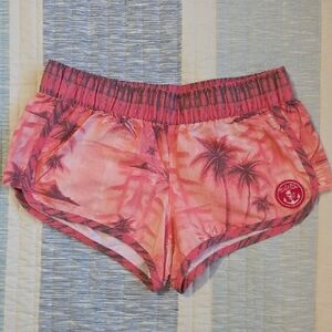 Salt Life Pink Athletic Volley Shorts with Tropical Print